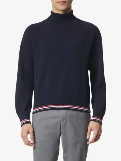 Striped Detail Cashmere Turtleneck Navy - THOM BROWNE - BALAAN 2