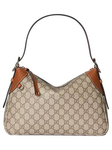 Beige dark brown fabric GG emblem medium shoulder bag 815216FAD6L9758 - GUCCI - BALAAN 1