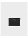 Men's Saffiano Leather Clutch Bag Black - PRADA - BALAAN 2