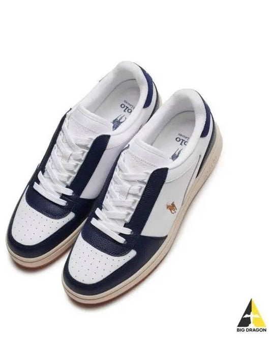 Polo Court Leather Low Top Sneakers White Navy - POLO RALPH LAUREN - BALAAN 1