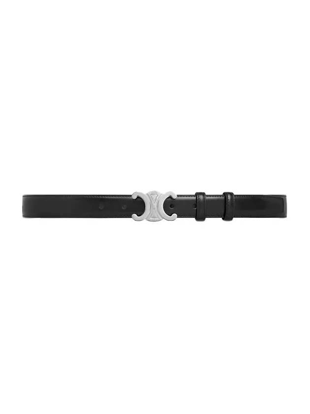 Silver Triomphe Calfskin Belt Black - CELINE - BALAAN 3