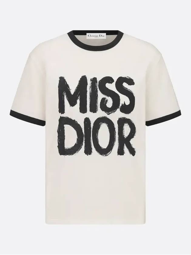 Miss Dior Graffiti Cotton Linen Short Sleeve T-Shirt Black White - DIOR - BALAAN 1