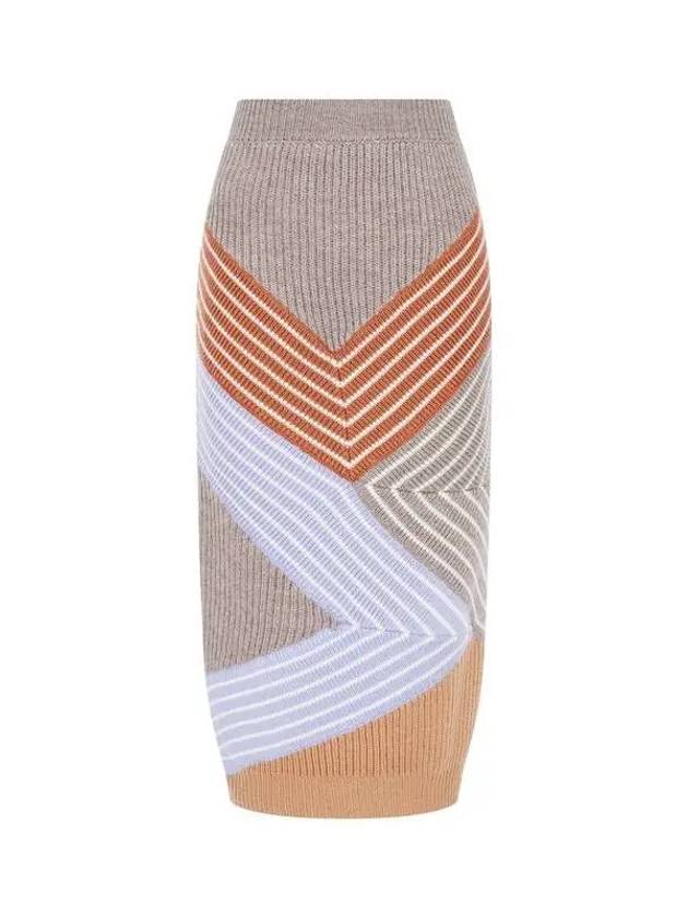 3D Striped Wool Skirt Dark Beige 271539 - STELLA MCCARTNEY - BALAAN 1