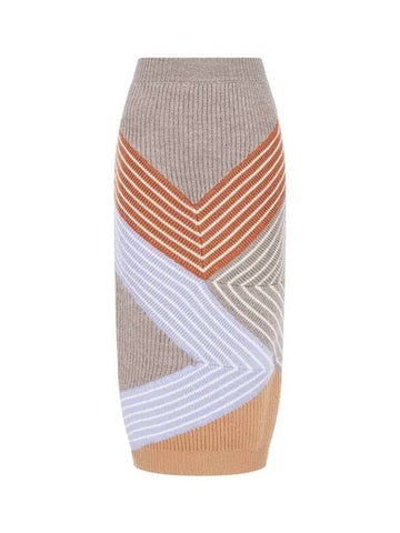 3D Striped Wool Skirt Dark Beige 270802 - STELLA MCCARTNEY - BALAAN 1
