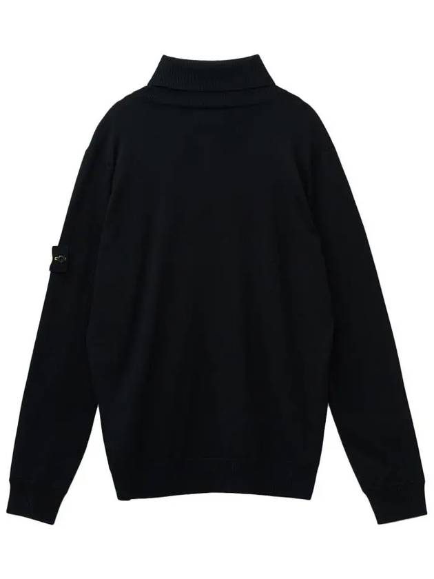 Men's Waffen Patch Light Pure Wool Turtleneck Navy - STONE ISLAND - BALAAN 4