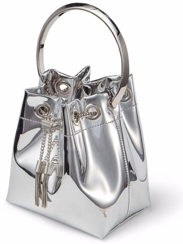 'Bon Bon' Mini Silver-Tone Handbag With Metal Bracelet Handle In Mirror Fabbric Woman - JIMMY CHOO - BALAAN 2