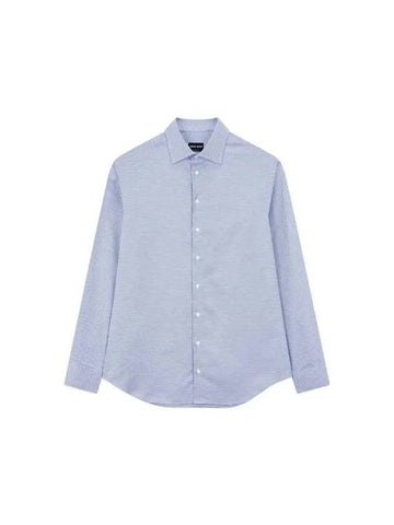 Men s Micro Pattern Cotton Shirt Blue 270007 - GIORGIO ARMANI - BALAAN 1