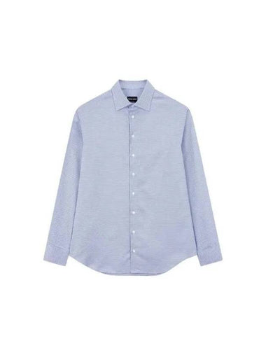 Men s Micro Pattern Cotton Shirt Blue 270007 - GIORGIO ARMANI - BALAAN 1