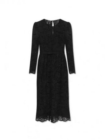 BLACK CORD LACE LONG SLEEVE MIDI DRESS RS24182MB Black cord lace long sleeve midi dress 1223838 - SELF PORTRAIT - BALAAN 1