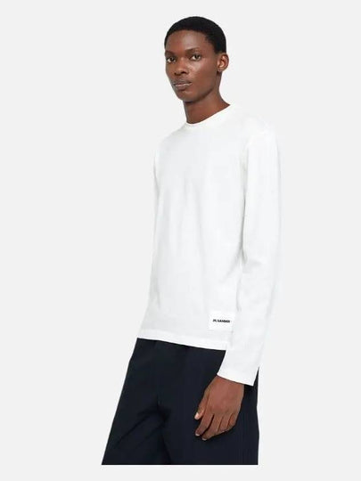 Logo Patch Crew Neck Cotton Long Sleeve T-Shirt White - JIL SANDER - BALAAN 2