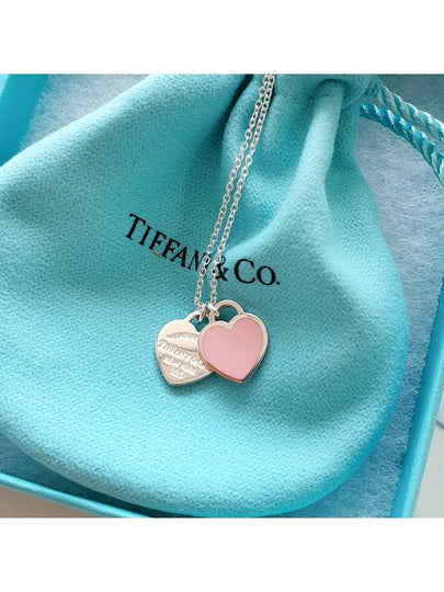 Double Heart Tag Pendant Necklace Pink Silver - TIFFANY & CO. - BALAAN 2