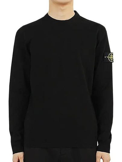 Wappen Patch Round Cotton Knit Top Black - STONE ISLAND - BALAAN 2