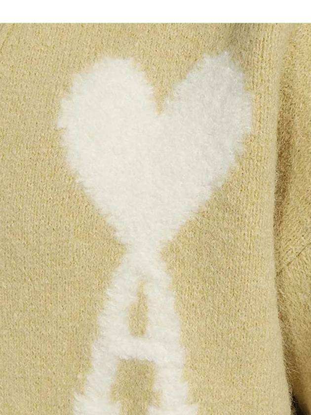 Heart Logo Oversized Cardigan Beige - AMI - BALAAN 5