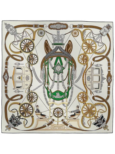 Stately Wheels Silk  90 Scarf Blanc - HERMES - BALAAN 2