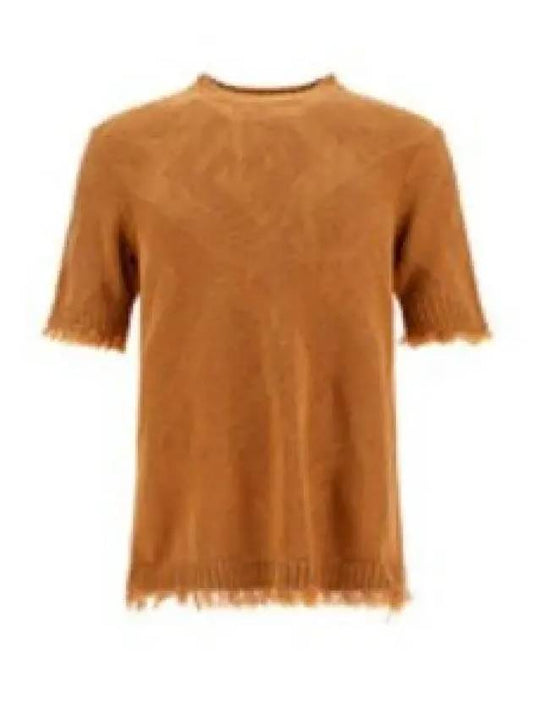 Men's Cotton Logo Short Sleeve Knit Sweater Cinnamon - FENDI - BALAAN 2