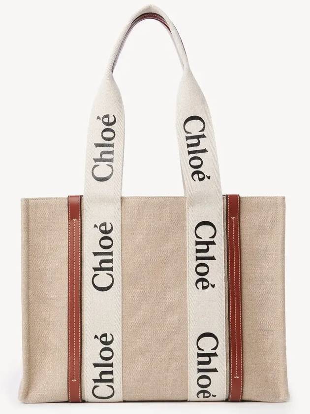 Woody Canvas Medium Tote Bag Brown - CHLOE - BALAAN 5