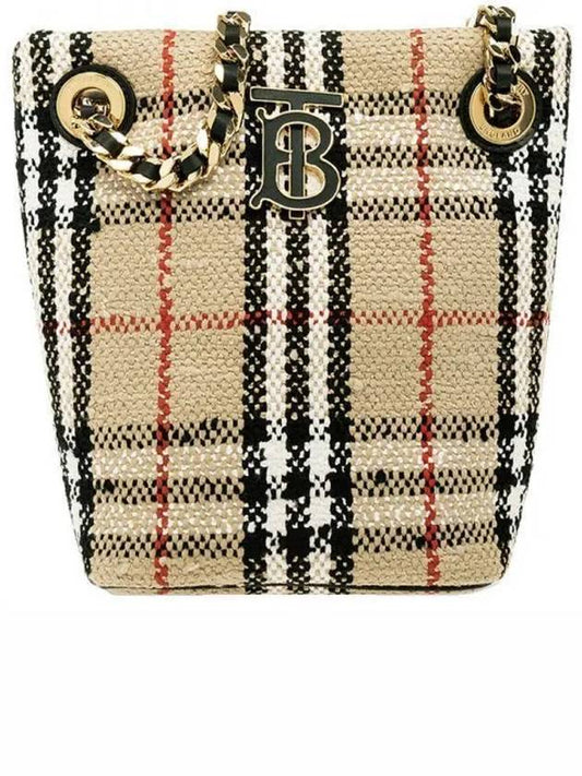 Vintage Check Boucle Mini Lola Bucket Bag Beige - BURBERRY - BALAAN 2