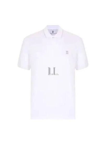 Embroidered Logo Cotton Short Sleeve Polo Shirt White - BRUNELLO CUCINELLI - BALAAN 2