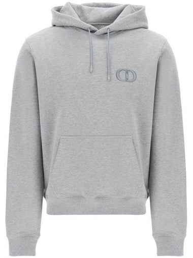 Cd Icon Embroidered Cotton Hoodie Grey - DIOR - BALAAN 1