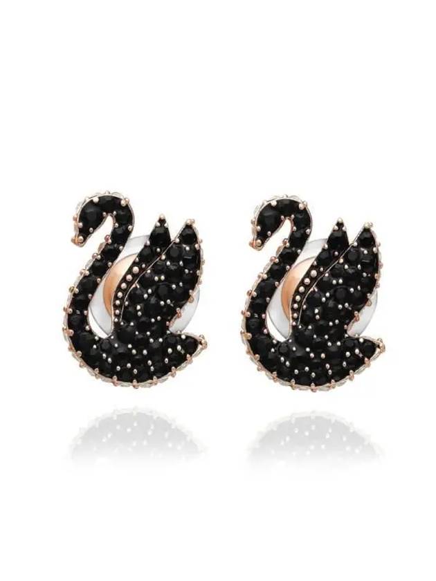 Iconic Swan Stud Earrings Black - SWAROVSKI - BALAAN 3