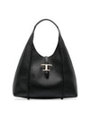 T Timeless Medium Leather Shoulder Bag Black - TOD'S - BALAAN 2