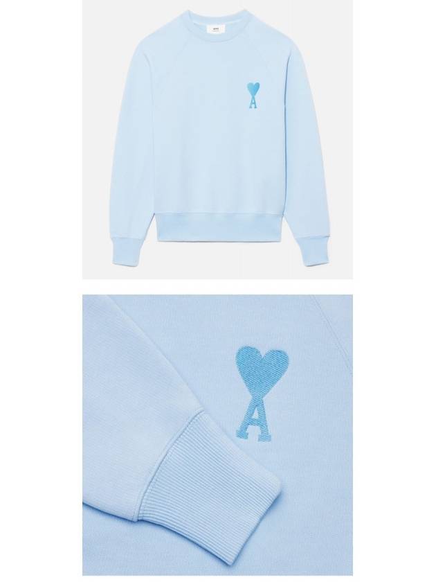 Heart Logo Overfit Sweatshirt Sky Blue - AMI - BALAAN 5