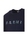 Logo Print Crew Neck Cotton Short Sleeve T-shirt Navy - MARNI - BALAAN 5