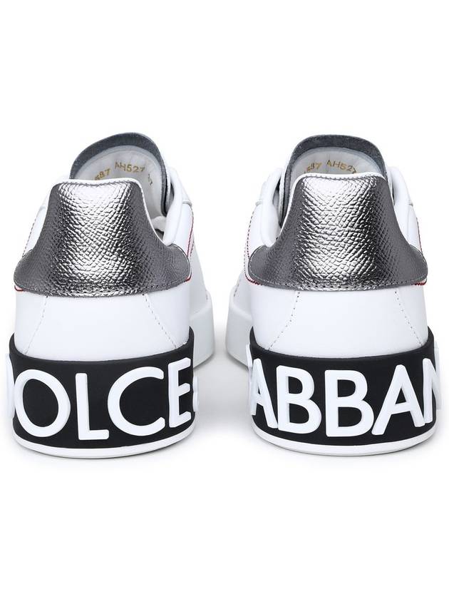 Portofino Silver Tab Low Top Sneakers White - DOLCE&GABBANA - BALAAN 6