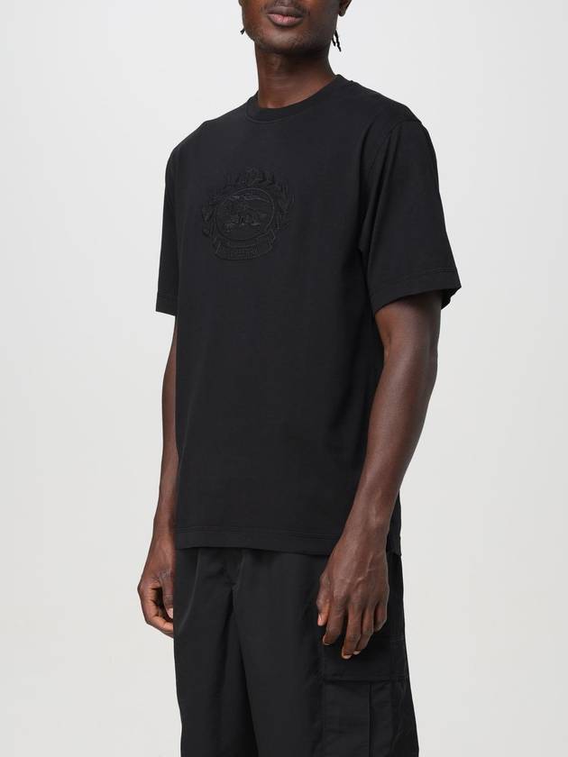 Embroidered Logo Cotton Short Sleeve T-Shirt Black - BURBERRY - BALAAN 5