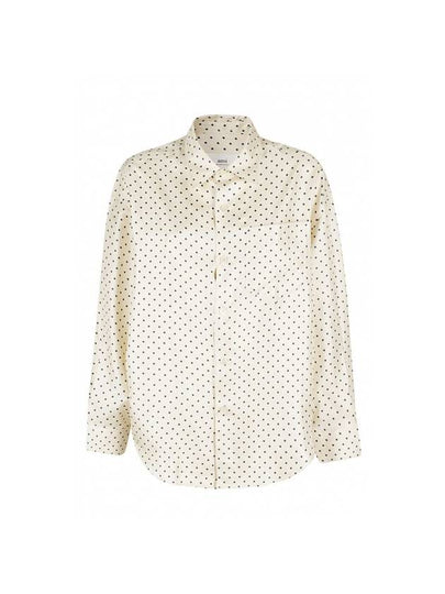 Boxy Fit Dot Silk Long Sleeve Shirt Beige - AMI - BALAAN 2