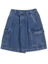 Dumba Wide Cargo Denim Shorts Blue - GRAYBLVD - BALAAN 1