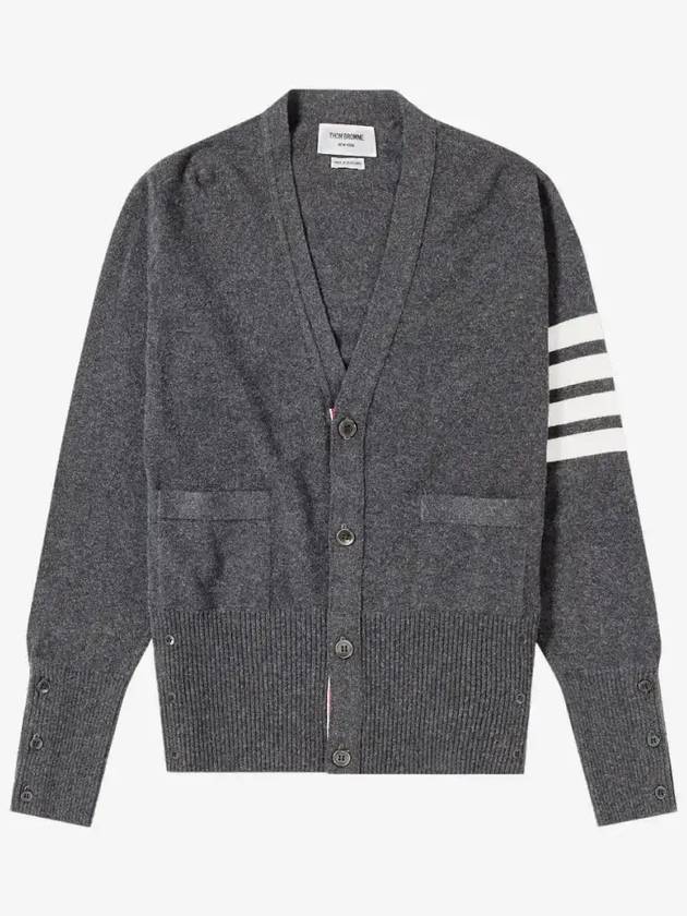 Men's Diagonal Classic Cashmere Cardigan Mid Grey - THOM BROWNE - BALAAN 2