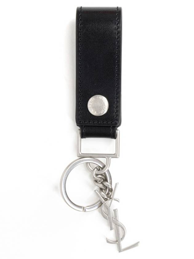 Monogram Leather Key Holder Black Silver - SAINT LAURENT - BALAAN 2