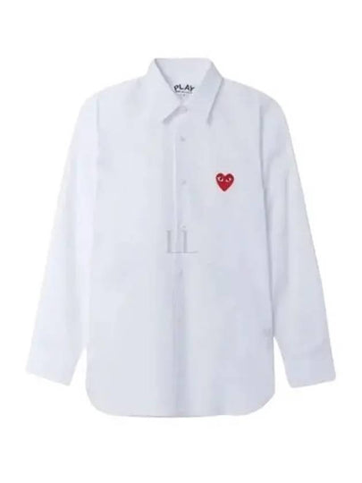 Men's Red Heart Long Sleeve Shirt White - COMME DES GARCONS - BALAAN 2