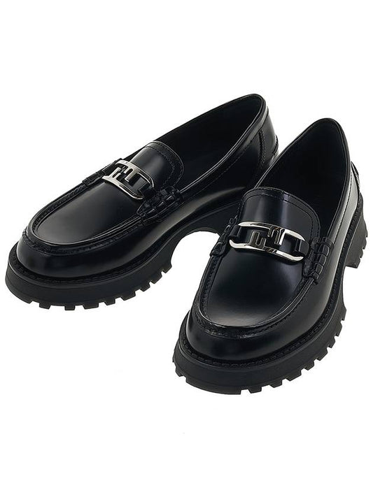 O'Lock Round Toe Calfskin Loafers Black - FENDI - BALAAN 2