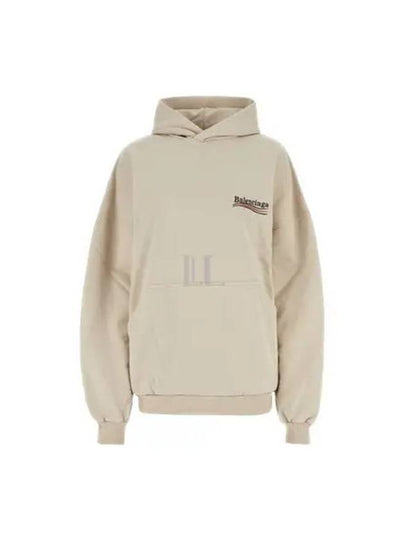 Embroidered Logo Cotton Hoodie Beige - BALENCIAGA - BALAAN 2