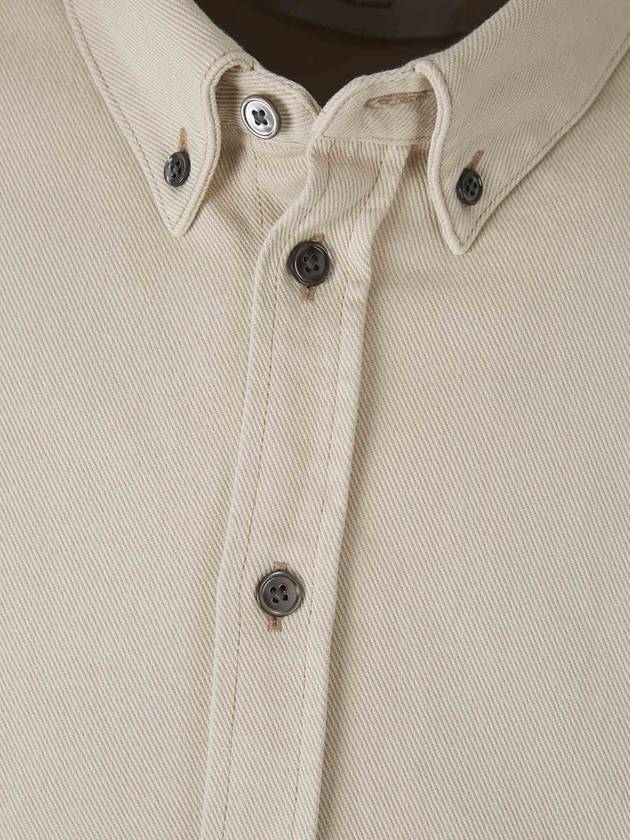 Button Down Long Sleeve Shirt Ecru - AMI - BALAAN 4