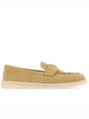 Triangle Logo Suede Leather Loafers Beige - PRADA - BALAAN 2