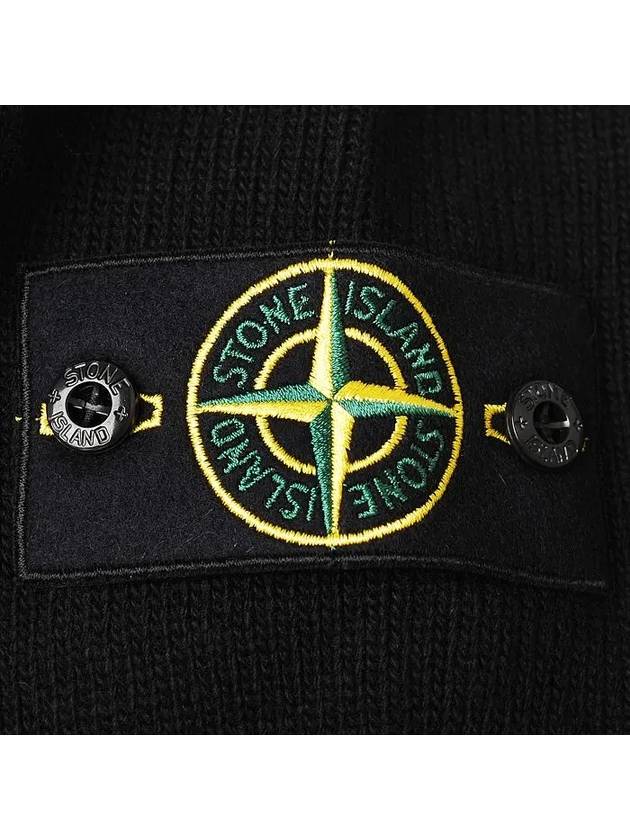 Logo Patch Crew Neck Wool Knit Top Black - STONE ISLAND - BALAAN 5