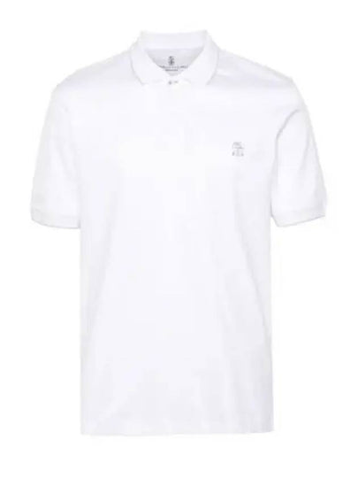 Embroidered Logo Cotton Short Sleeve Polo Shirt White - BRUNELLO CUCINELLI - BALAAN 2