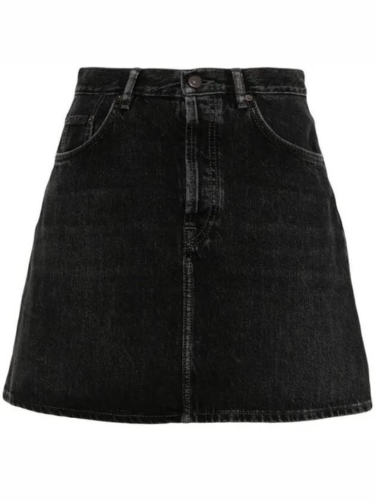 Denim Mini A-Line Skirt Black - ACNE STUDIOS - BALAAN 2