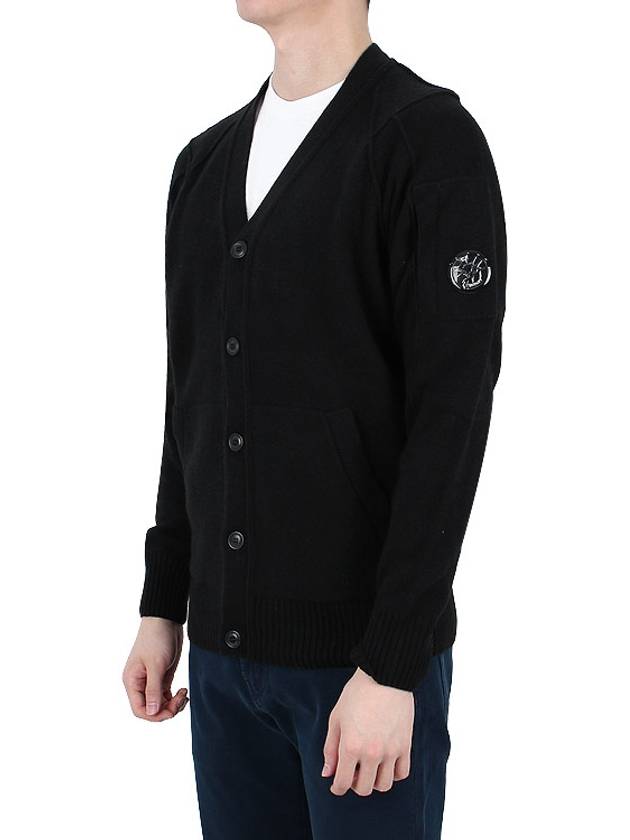 Men's Lens Wappen Lambswool Cardigan Black - CP COMPANY - BALAAN 5