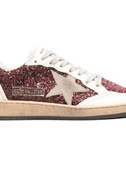 Ball Star Bordeaux Glitter Low Top Sneakers Red - GOLDEN GOOSE - BALAAN 2