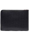 Three Stripes Tab Pebble Document Folio Clutch Bag Black - THOM BROWNE - BALAAN 5