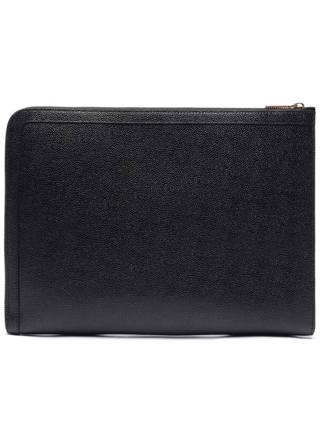 Three Stripes Tab Pebble Document Folio Clutch Bag Black - THOM BROWNE - BALAAN 5