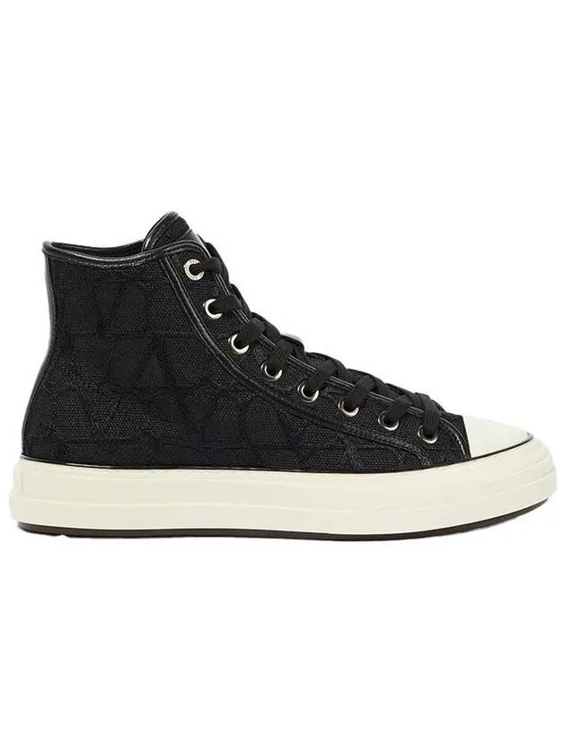 Toile Iconographe High Top Sneakers Black - VALENTINO - BALAAN 2