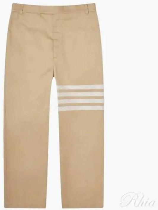 4 Bar Stripe Cotton Straight Pants Beige - THOM BROWNE - BALAAN 2