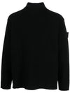 Ghost Piece Mock Neck Virgin Wool Knit Top Black - STONE ISLAND - BALAAN 2