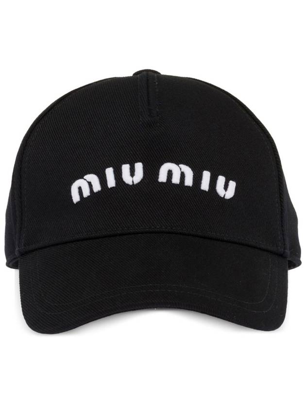 Embroidered Logo Drill Ball Cap Black - MIU MIU - BALAAN 2