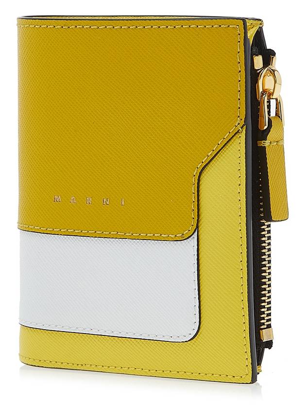 Women's Color Block Panel Saffiano Bicycle Wallet Yellow - MARNI - BALAAN.